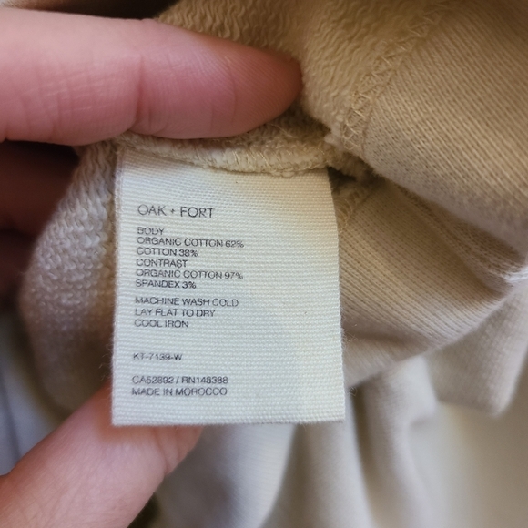 NWT Oak and Fort (Oak Refined) Organic Cotton Cropped Sweater in Oatmeal Size XS - Picture 9 of 11